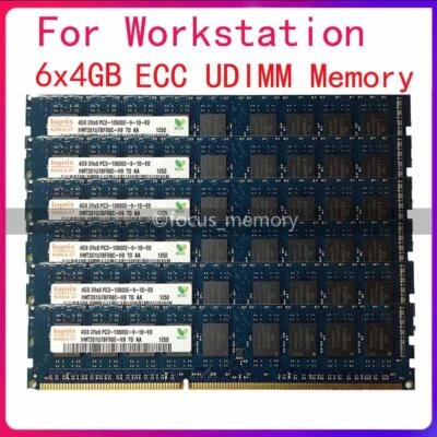 Hynix 24GB (6x4GB) PC3-10600E DDR3-1333 MHZ ECC Unbuffered Arbeitsspeicher für Dell T3500 - Bild 1 von 4