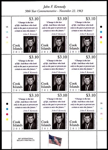 Cook Islands #SG1743 MNH M/S 2013 JFK John F Kennedy [1477] Cover