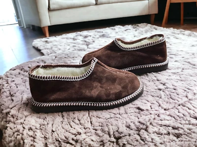 Slippers women cozy made from wool inside and brown suede upper for women & men - Image 1 of 4