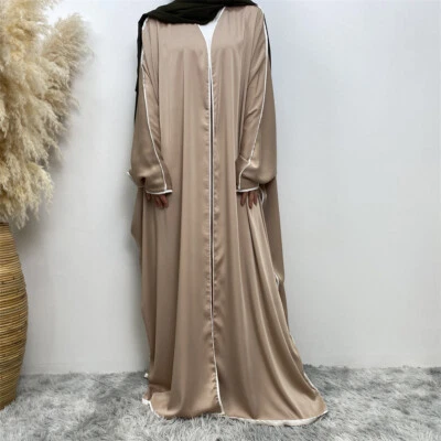 Ramadan Satin Abaya Turkey Islam Pakistan Muslim Hijab Modest Long Dress - Image 1 of 4