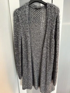 Wie NEU ! Bonita Strickjacke, lang, Gr. L. Blau/hellgrau mit Lochmuster - Bild 1 von 3