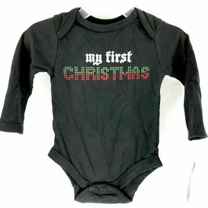 Baby Glam Weihnachtsbody Größe 9 Monate My First Christmas schwarz Creeper Neu mit Etikett - Bild 1 von 3