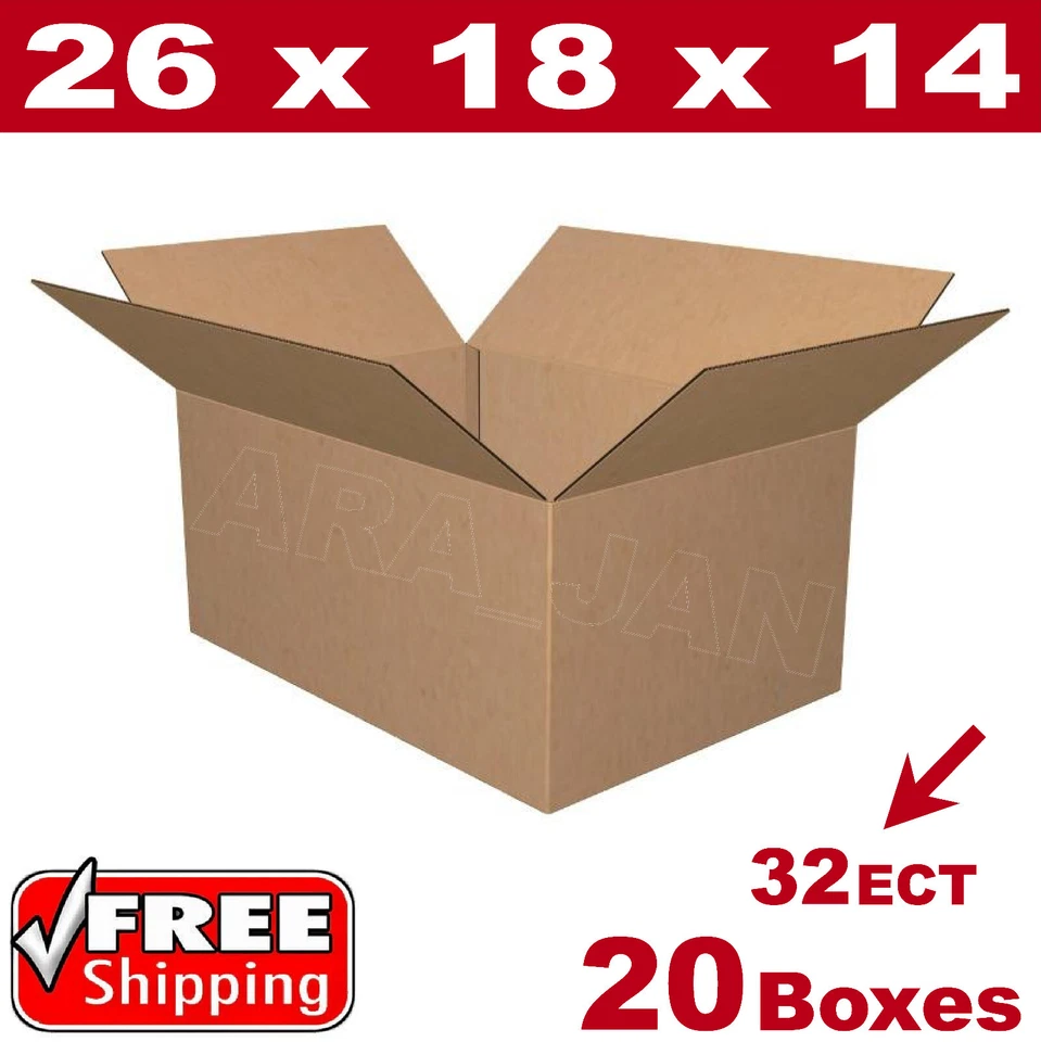 20 - 26x18x14 Cardboard Boxes Mailing Packing Shipping Box Corrugated Carton - Image 1 of 1