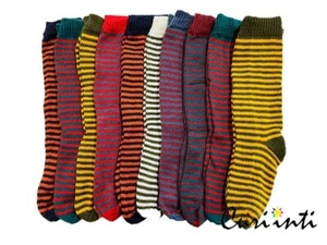 LOTTO ALL'INGROSSO DI 30 CALZE ZEBRATE MULTICOLORE MORBIDE 100% ALPACA 4V - Foto 1 di 9