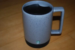 Starbucks 2020 Gray Speck Rubber Bottom Ceramic Coffee Mug w/ Black Lid 14oz NEW - Picture 1 of 4