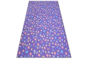 Rug for Kids Numbers Width 100-400cm Purple, Numbers, Flowers, Star - Picture 1 of 6