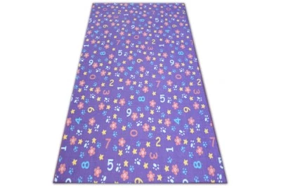 Teppich für Kinder NUMBERS Breite 100-400 cm violette, Ziffern, Blumen, Stern - Bild 1 von 4