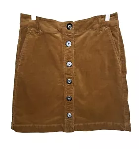 Cabi Brown Corduroy Button-Front Mini Skirt, Classic A-Line Skirt, Size 6 - Picture 1 of 8