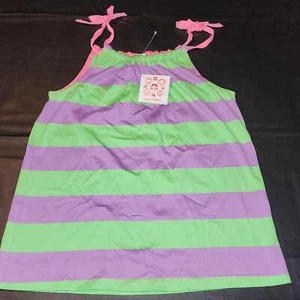 NWT Hanna Andersson Girls Green Purple Opposite Stripe Tank Top 130 8 - Picture 1 of 3