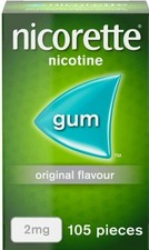 Nicorette Gum - Original Flavour, 2 mg, 105 Pieces - Stop Smoking Aid