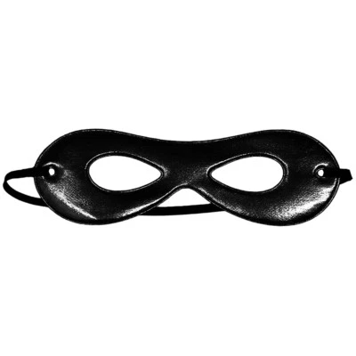Adult Shiny Black Superhero Mask ~ FUN HALLOWEEN COSTUME NEW YEAR PARTY EYE MASK - Image 1 of 2