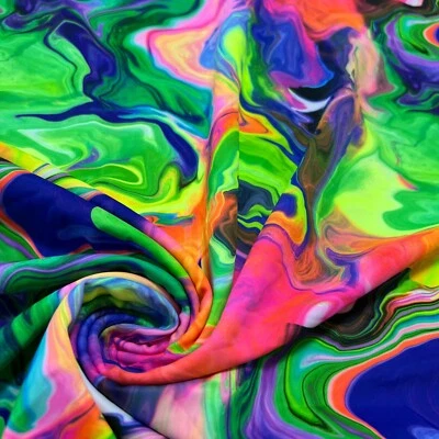 Tela de spandex de nailon con estampado de mármol verde colorido elástico en 4 vías para trajes de baño Foto 1 de 4