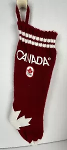 TEAM CANADA Olympics Vtg Christmas Knit Stocking Red Maple Leaf Hudson's Bay Co. - Picture 1 of 4