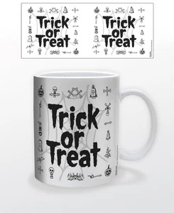 HALLOWEEN-TRICK OR TREAT 11 OZ COFFEE MUG SCARY OCTOBER CREEPY TEA CUP CANDY FUN - Picture 1 of 1