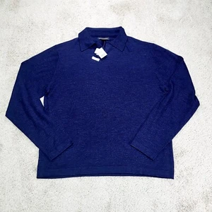 Banana Republic Pullover Herren XL Blau Merinowolle Streifen Strick Italienisch Pulli - Bild 1 von 9