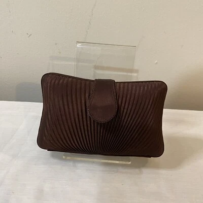 Bolso de Noche Carlo Fellini Marrón Plisado Satén Bolso sin Mano con Correa Foto 1 de 4