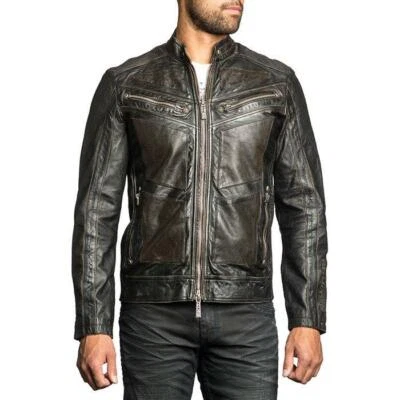 AFFLICTION Leather FIRE HORSE MEN'S JACKET Black Biker MMA - Image 1 of 4