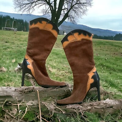 Замшевые/кожаные сапоги вестерн Glory Chen размер 6,5 - Изображение 1 из 4