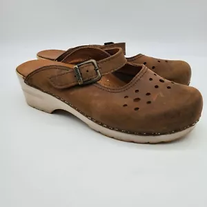 DANSKO Mary Jane Clog Mule Brown Nubuck Leather Merrie Womens 39 : US 8.5 - 9 - Picture 1 of 4