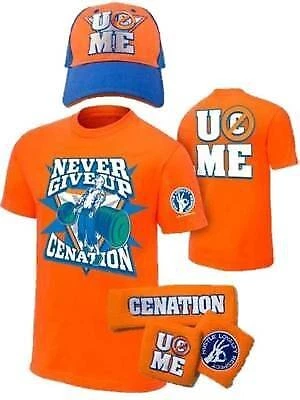 John Cena Kids Orange Costume Hat T-shirt Wristbands Boys Cover