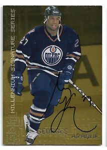 1999-00 Be a Player Millennium Gold AUTO #100 Georges Laraque (Edmonton Oilers)