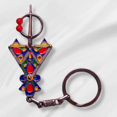 Vibrant Moroccan Berber Fibula Keychain - Handcrafted Ethnic Accessory - Image 1 of 2