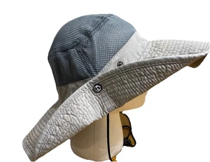 Packbarer grauer Bucket Safarihut Netz Baumwolle Ein-Si Druckknöpfe Krawatte verstellbar - Bild 1 von 6