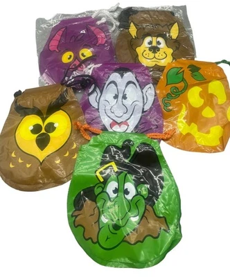 Halloween Fiesta Regalo Bolsas Lote de 19 Cuerdas Corbata Naranja Púrpura Monstruos LEER Foto 1 de 4