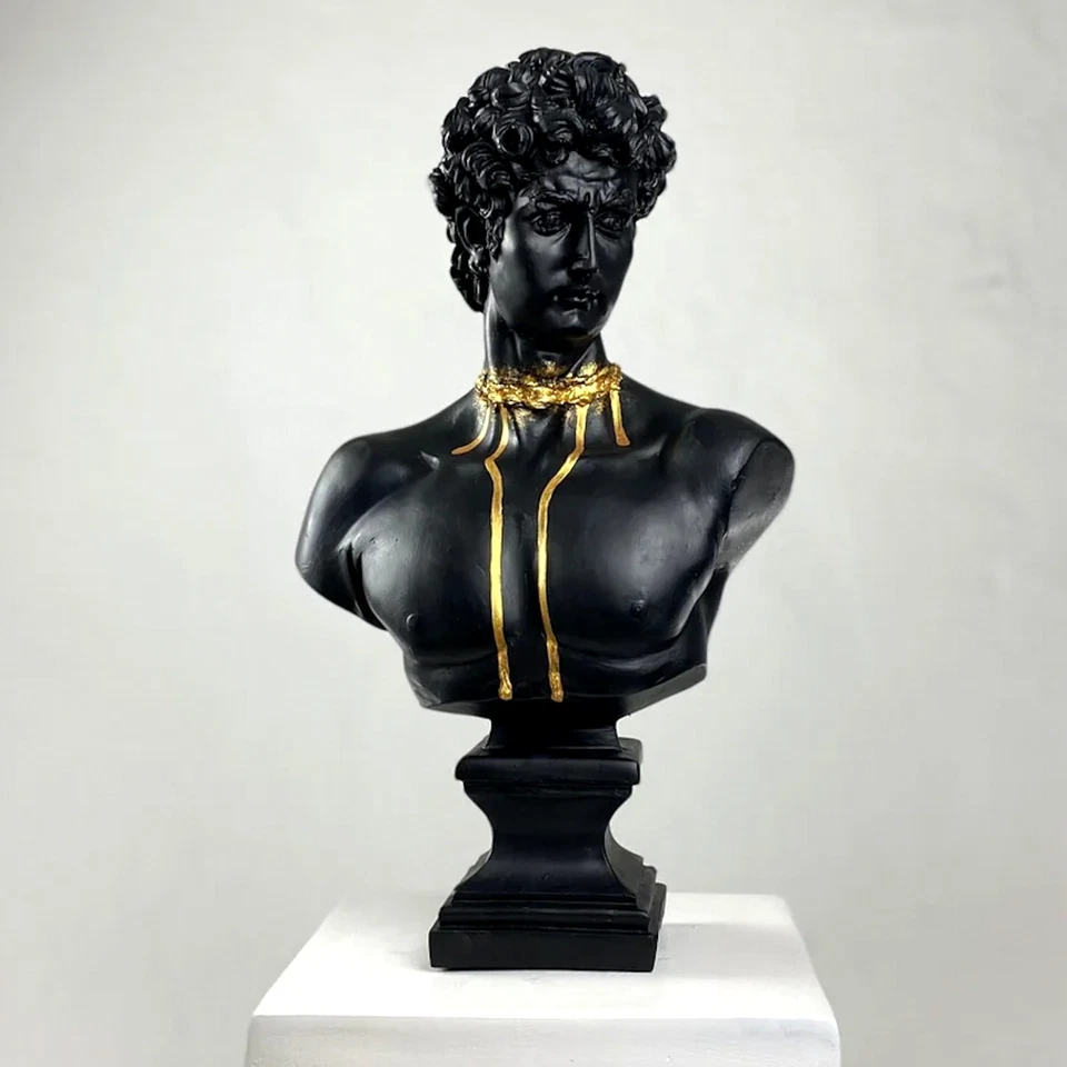 Grande scultura David Gold Blood, statua in marmo pop art decorazione casa... - Immagine 1 di 4