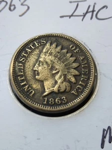 1863 Indian Head Cent Penny VF - Picture 1 of 2