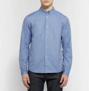 A.P.C Men’s Oxford Button Down Shirt Bright Blue Long Sleeve Large Preppy Chic - Picture 1 of 12