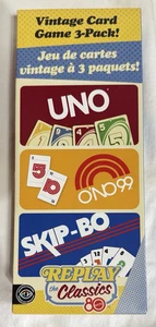 UNO O'NO 99 SKIP-BO Mattel 80th Replay The Classics Vintage Kartenspiel 3 Stück NEU - Bild 1 von 6