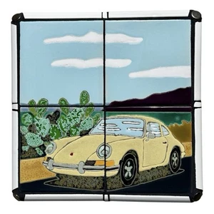 Handmade Porsche 911 Tile Art Handmade Unikat Cuerda Seca Laguna Beach CA - Bild 1 von 5