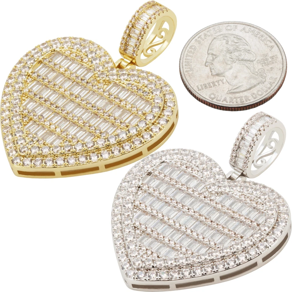 Кулон в виде сердца с фианитом покрытие желтым/белым золотом 14 карат AAA - Изображение 1 из 1