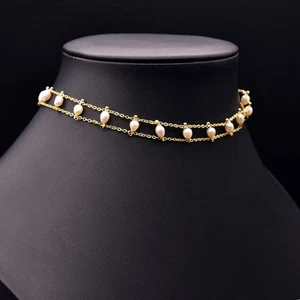 Top AAA Japonés Natural Akoya 6-7mm Rosa Perla Collar 17" Oro 14k P - Imagen 1 de 4