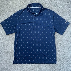 Men’s Walter Hagen Performance 11 Golf Club Print Navy White Golf Shirt Size L - Picture 1 of 8