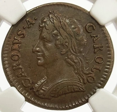 MONEDA 1674 INGLATERRA COBRE FARTHING REY CHARLES II NGC APROXIMADAMENTE UNC 50 MARRÓN S-3394 Foto 1 de 4