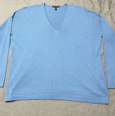 Suéter para mujer Eileen Fisher pequeño azul cuello en V ligero seda cachemir verde azulado Foto 1 de 4