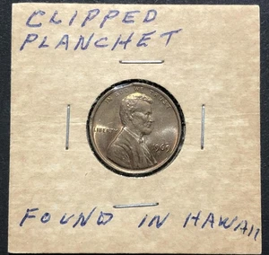 1969-S CLIPPED PLANCHET LINCOLN CENT ERROR PENNY COIN RB UNC - Picture 1 of 4