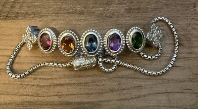 Brazalete deslizable de varias piedras preciosas de plata de ley 925 firmado por Dallas Prince Foto 1 de 4