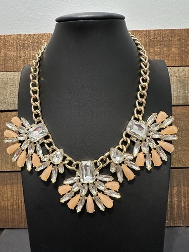 VETEMENTS Collana dichiarazione catena tono oro BR BANANA REPUBLIC strass pesca