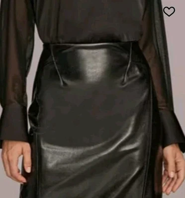 Minifalda Donna Karan ×Revolve imitación cuero talla 8 negra nueva con etiquetas precio original $175 Foto 1 de 4