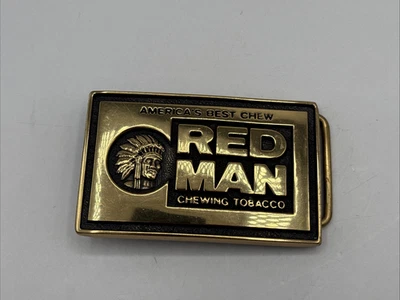 Red Man Americas Best Chewing Tobacco Solid Brass Vintage Belt Buckle - Image 1 of 4