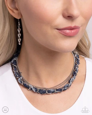 Paparazzi DENIM DANGER silver CHOKER necklace - Image 1 of 2