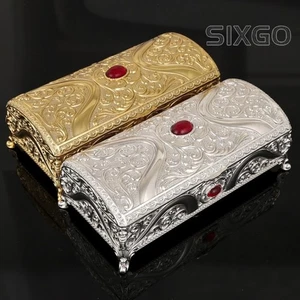 Halskette Aufbewahrungsbox Organizer Rechteck Legierung Intarsien Edelstein Ring Aufbewahrungsglas - Bild 1 von 7