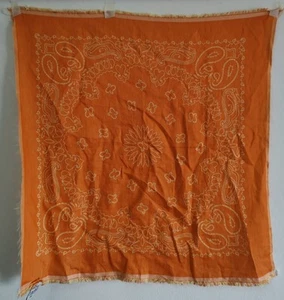 Manipuri Vintage Wool Scarf Neckerchief In Orange Color With Paisley Design - Picture 1 of 7