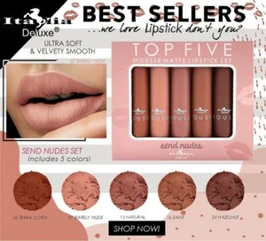 Italia Deluxe TOP FIVE Mousse Mate Lápiz Labial Juego de 5 Piezas Enviar Desnudos Tonos - Imagen 1 de 4