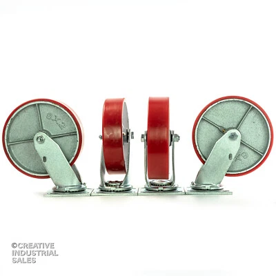 CREATIVE INDUSTRIAL SALES 8" x 2" Swivel Casters Polyurethane Wheel on Steel Hub 1250lb ea (4) Tool Box