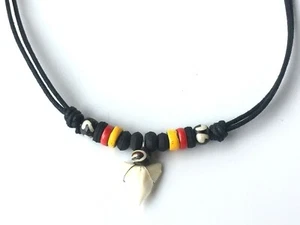 Real Shark Tooth Necklace Men Red Yellow New Bead Gift Kid Free Shipping - Picture 1 of 6