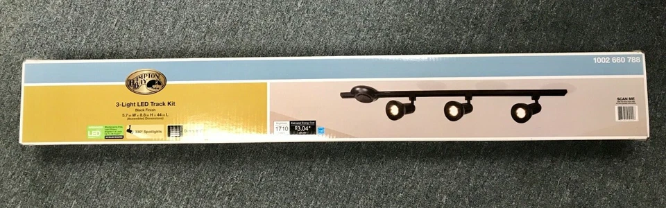 Hampton Bay Track Lighting Kit 44 Inch Integrated LED Adjustable Lamp Head Black